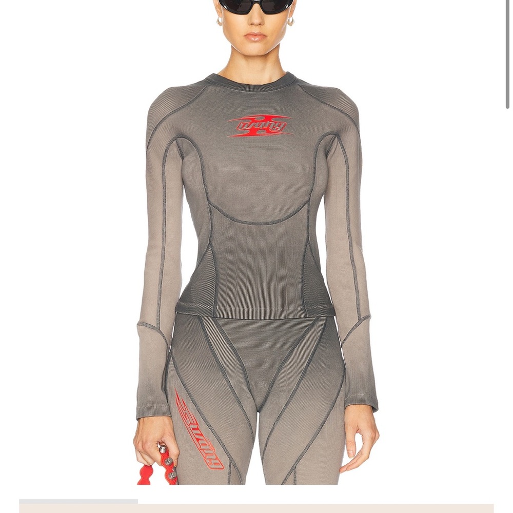 Alexander Wang Gray and Red Long Sleeve Top